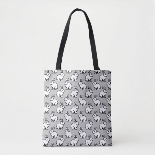 Rabbits Pattern _ Black and White with Light Gray Tote Bag
