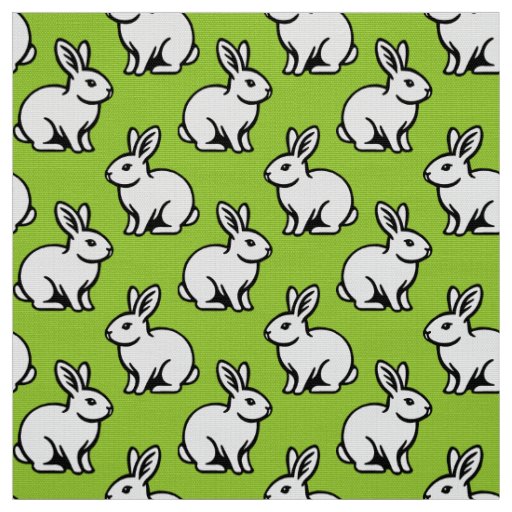 Rabbits Pattern - Black and White with Martian Grn Fabric