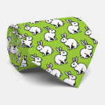 Rabbits Pattern - Black and White with Martian Grn Neck Tie