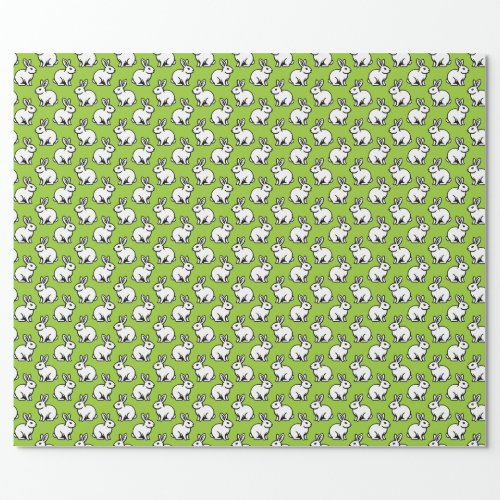 Rabbits Pattern _ Black and White with Martian Grn Wrapping Paper