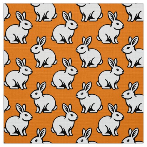 Rabbits Pattern _ Black and White with Orange Fabric
