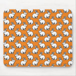 Rabbits Pattern - Black and White with Orange Mouse Pad