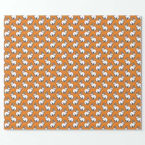 Rabbits Pattern _ Black and White with Orange Wrapping Paper
