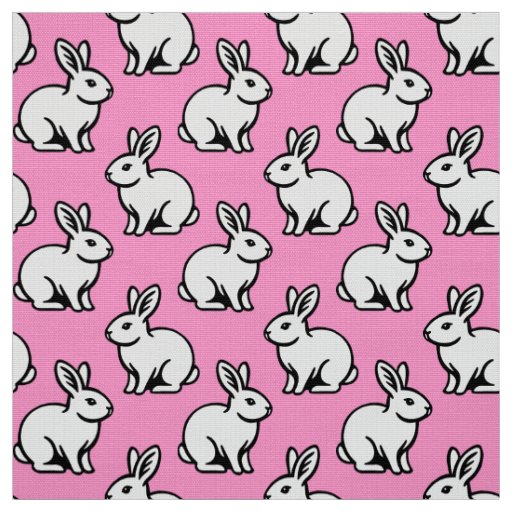 Rabbits Pattern - Black and White with Pink Fabric