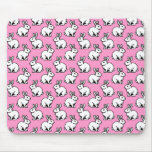 Rabbits Pattern - Black and White with Pink Mouse Pad