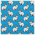 Rabbits Pattern - Black and White with Sky Blue Fabric