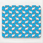 Rabbits Pattern - Black and White with Sky Blue Mouse Pad