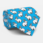 Rabbits Pattern - Black and White with Sky Blue Neck Tie