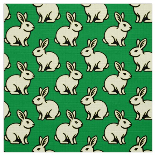 Rabbits Pattern _ Black Lt Yellow and Kelly Green Fabric