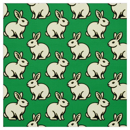 Rabbits Pattern - Black, Lt Yellow and Kelly Green Fabric
