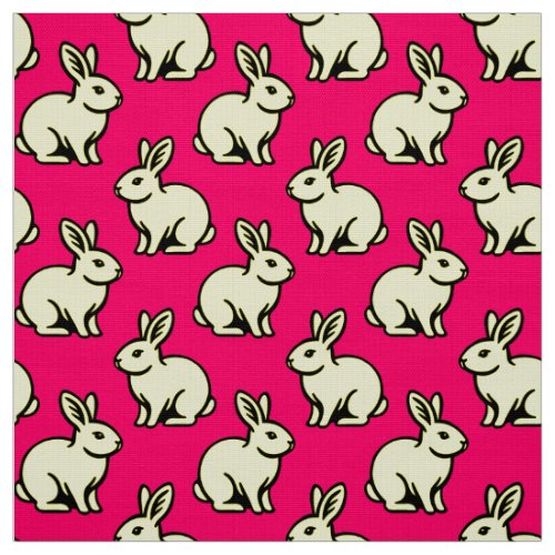 Rabbits Pattern _ Black Lt Yellow and Neon Red Fabric