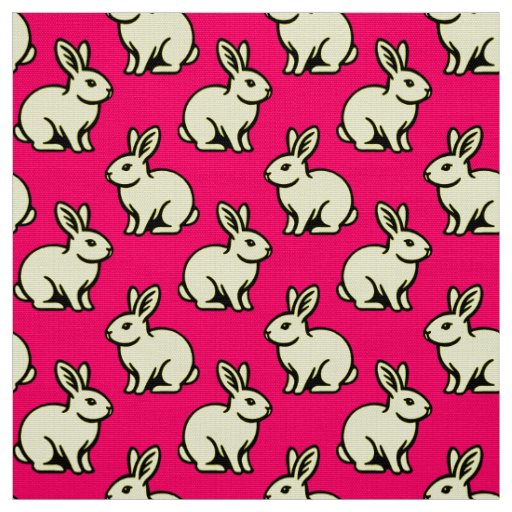 Rabbits Pattern - Black, Lt Yellow and Neon Red Fabric
