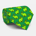 Rabbits Pattern - Chartreus, Black and Kelly Green Neck Tie