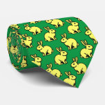 Rabbits Pattern - Lt Yellow, Black and Kelly Green Neck Tie