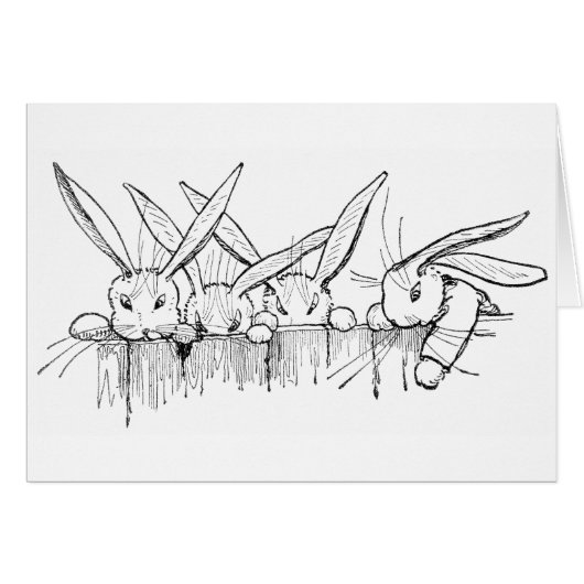 Rabbits Peering Over Fence Cards (Front Horizontal)
