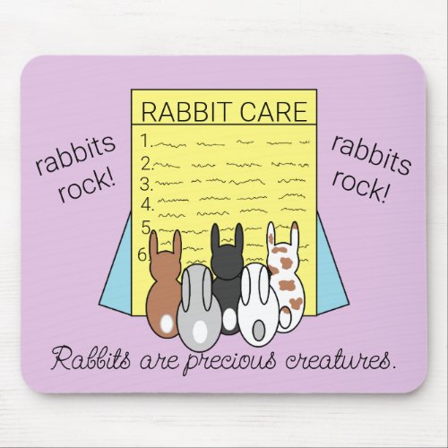 Rabbits Reading About Rabbit Care Mouse Pad