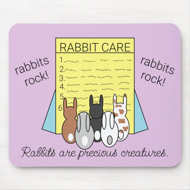 Rabbits Reading About Rabbit Care: Mouse Pad (Front)