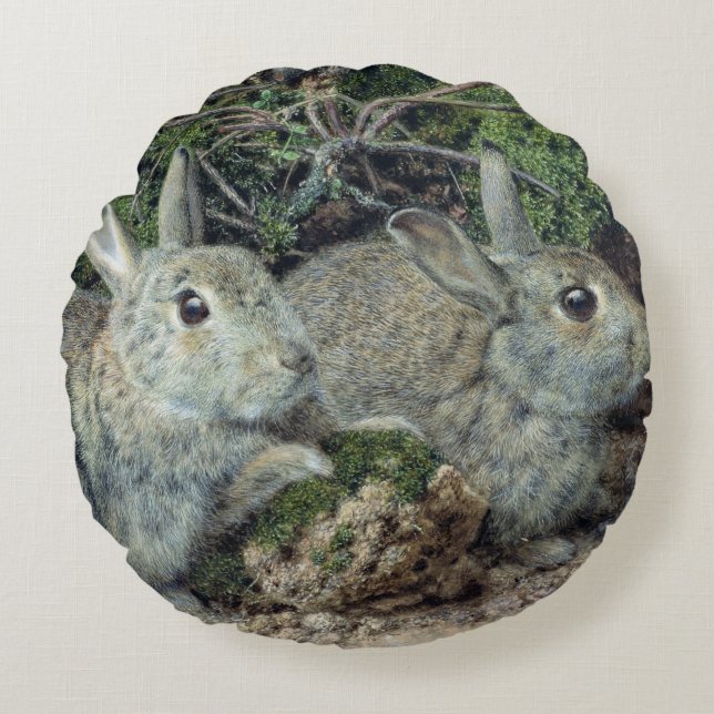 Rabbits Round Pillow (Front)