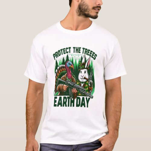 Rabbits Standoff Armed Bunny and Turkey T_Shirt