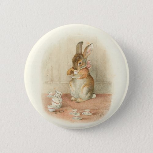 Rabbits Tea Party Button