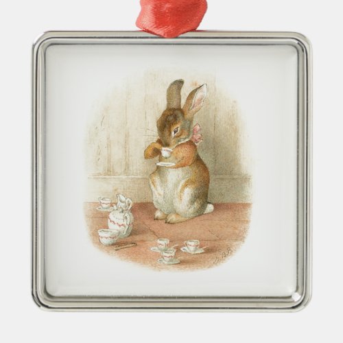 Rabbits Tea Party Metal Ornament