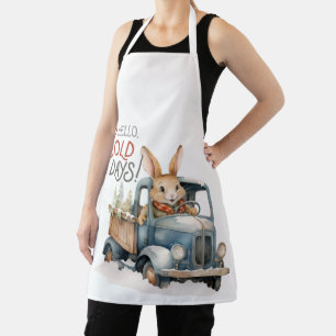 Rabbits Vintage Truck Hello Cold Days Apron
