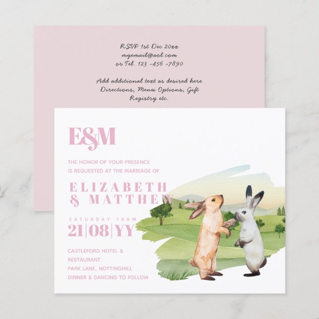 Rabbits Wedding Couple Country Garden (Front/Back)