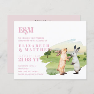 Rabbits Wedding Couple Country Garden