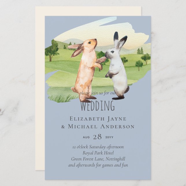 Rabbits Wedding Couple Country Garden (Front/Back)