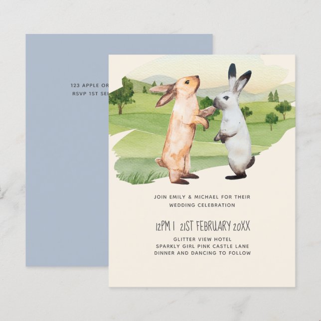 Rabbits Wedding Couple Country Garden (Front/Back)