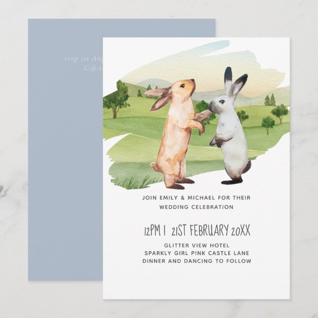 Rabbits Wedding Couple Country Garden (Front/Back)