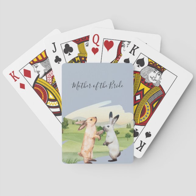 Rabbits Wedding Couple Country Garden Poker Cards (Back)