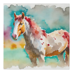 Rabicano Horse 031024AREF121 - Watercolor Faux Canvas Print