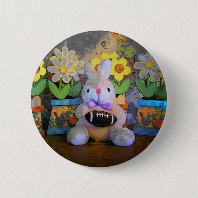 rabid rabbit football fan button (Front)
