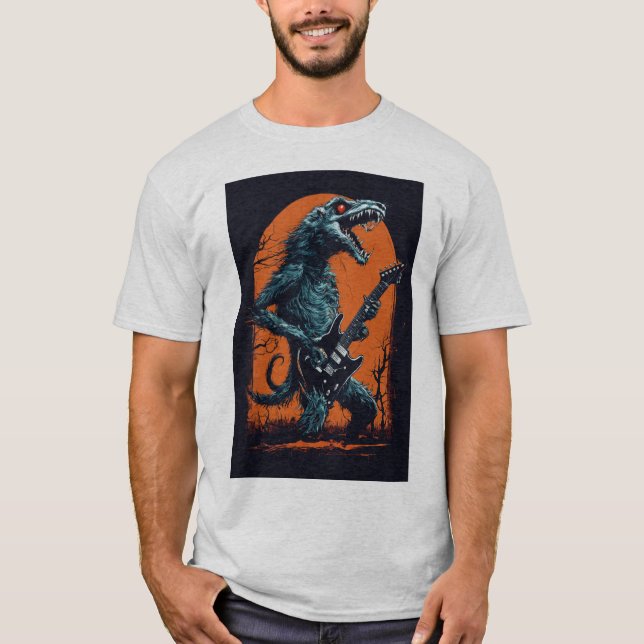 Rabid Rocker: Spooky Electric Guitar Frenzy T-Shir T-Shirt (Front)
