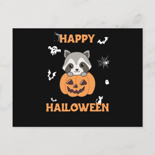 Raccin In Pumpkin Sweet Raccoon Happy Halloween Postcard