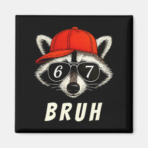 Raccoon 67 Bruh Six Seven Meme Racoon Orange Hat R Magnet