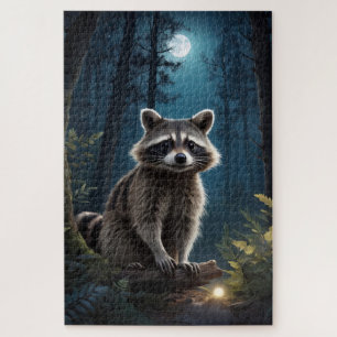 Raccoon Adventure by Moonlight Wildlife Jigsaw Puzzle
