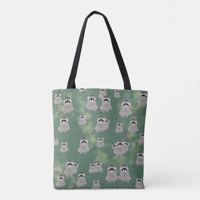Raccoon Allover Print Tote Bag (Back)