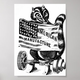 Raccoon Americana Political Art Illustration Poster