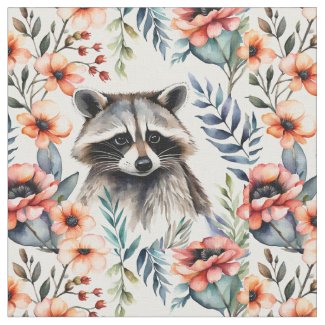 Raccoon among flowers
