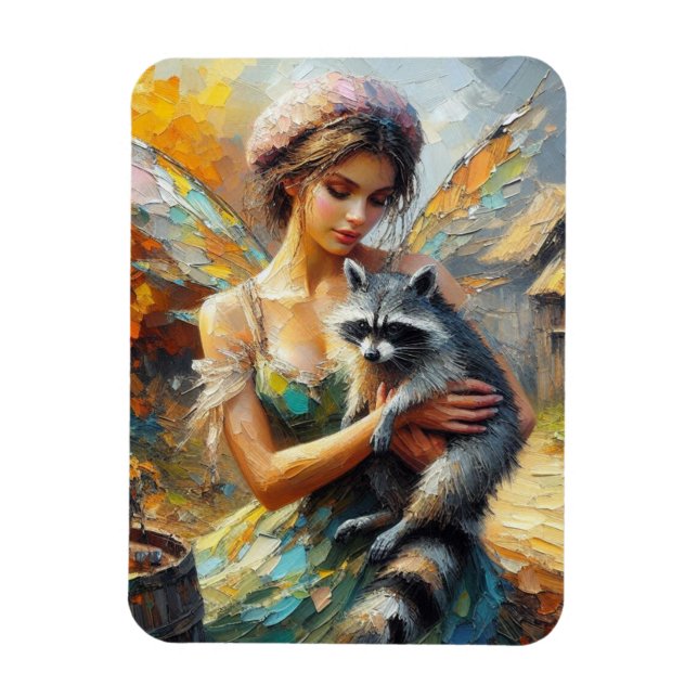 Raccoon and a Fairy Magnet (Vertical)