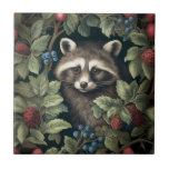 Raccoon and berries inspired by William Morris Ceramic Tile<br><div class="desc">Raccoon and berries art nouveau style,  William Morris inspired art.</div>