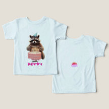 Raccoon and Birthday Cake pink