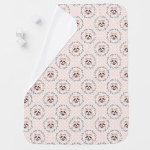 Raccoon and floral wreath. Watercolor pattern Baby Blanket