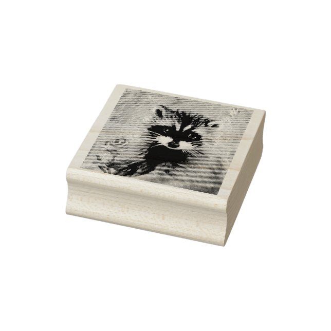 RACCOON AND FLOWER RUBBER STAMP (Stamp)