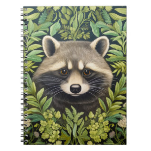 Raccoon and foliage art nouveau style notebook