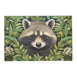 Raccoon and foliage art nouveau style placemat