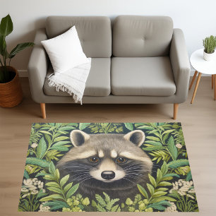 Raccoon and foliage art nouveau style rug