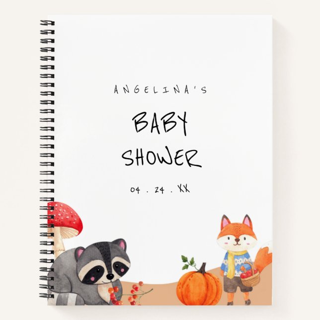 Raccoon And Fox Baby Shower Gift List Notebook (Front)